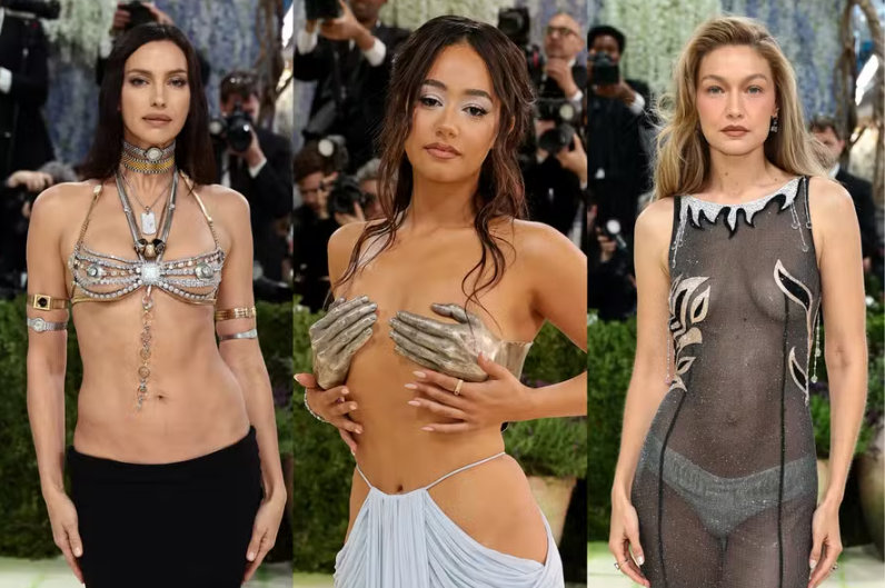 Transparência, superdecote e mais: famosas desfilam com pele à mostra no Met Gala 2026