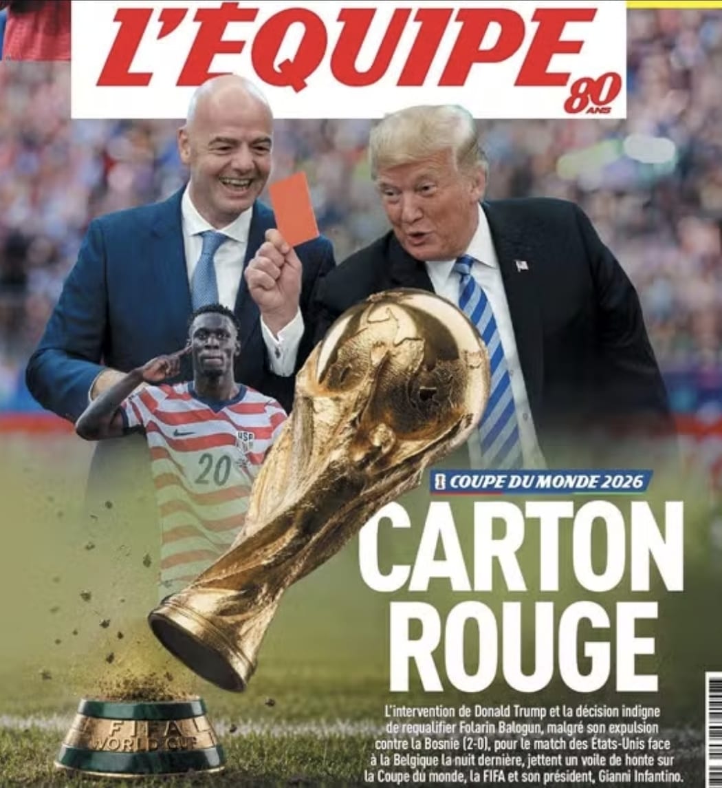 Jornal francês acusa Trump e Fifa de “envergonharem a Copa” após caso Balogun: “Cartão vermelho”