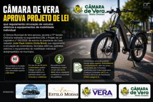Câmara de Vera aprova projeto que regulamenta circulação de bicicletas elétricas, ciclomotores e patinetes
