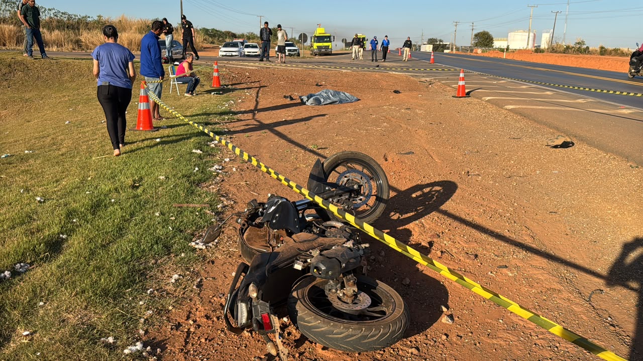 Tragédia na BR-163: motociclista morre após colisão com caminhonete entre Lucas do Rio Verde e Sorriso