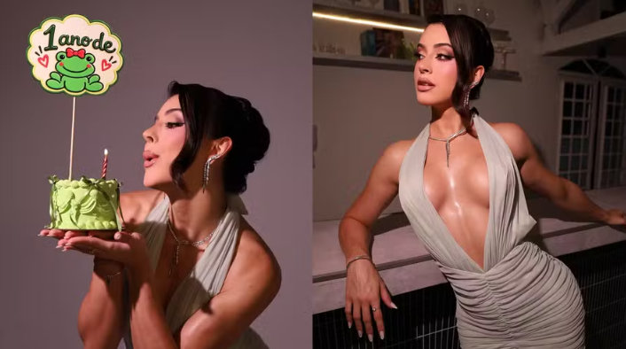 De vestido decotado, Bella Longuinho celebra 1 ano da redesignação sexual, que custou R$ 115 mil: ‘Felicidade’